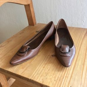 Salvatore Ferragamo Brown Leather Flats
